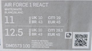Nike Air Force 1 React - 45 - Blanco