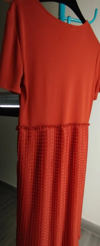 Vestido Zara Rojo Talla M Plisado
