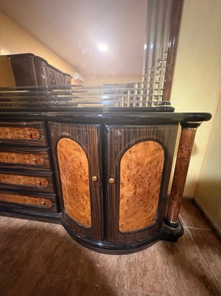 Comedor completo de madera y cristal