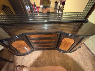 Comedor completo de madera y cristal