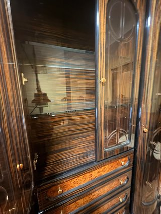 Comedor completo de madera y cristal