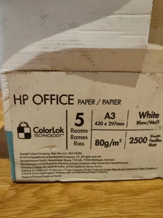5x Papel HP Office A3 80gr