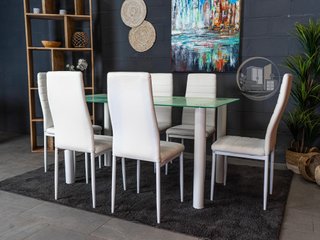 Conjunto de mesa con 6 sillas blanco