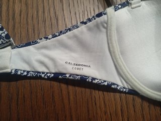Parte de arriba de bañador azul y blanco