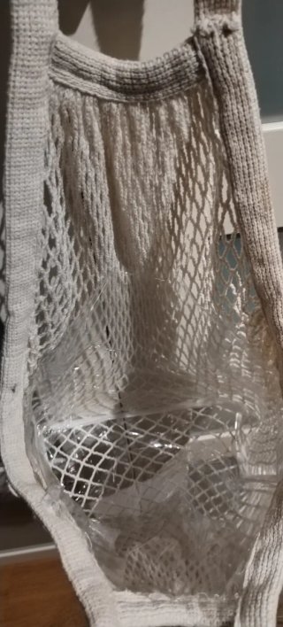 Bolso de red blanco con detalle crochet zara