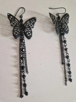 2x1!Conjunto collar+Pendientes mariposa negros