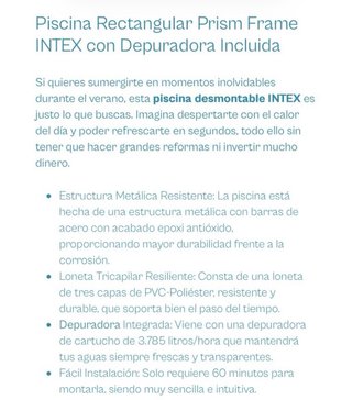 Piscina desmontable Intex Prism Frame Con escalera