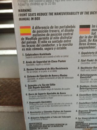 Silla portabebés delantera bicicleta WeeRide