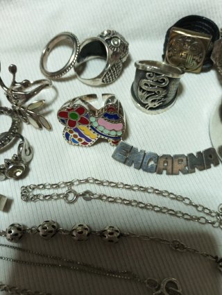 Lote Joyas Plata Variadas peso 220 gramos