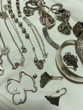 Lote Joyas Plata Variadas peso 220 gramos