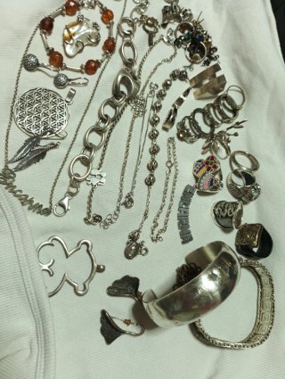 Lote Joyas Plata Variadas peso 220 gramos