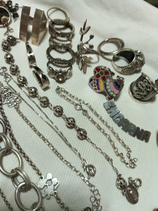 Lote Joyas Plata Variadas peso 220 gramos
