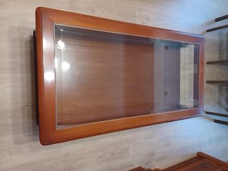 Mesa centro salón madera y cristal