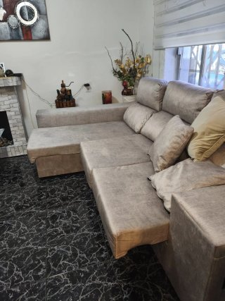 Sofá modular beige y gris