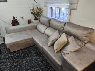Sofá modular beige y gris