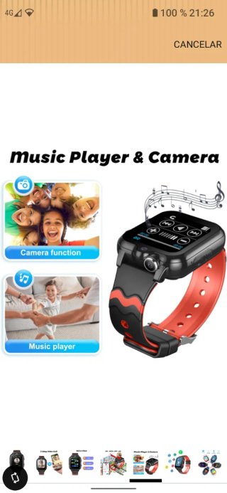 Reloj Inteligente 4G Niños Smartwatch negro gps