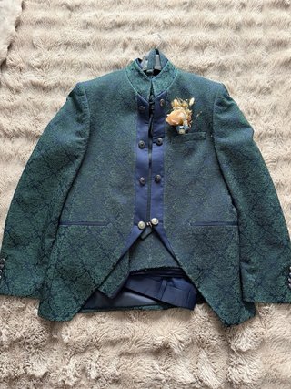 Traje de Boda Exclusivo Hombre Azul/Verde