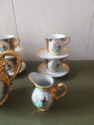 Juego de té porcelana pintada a mano