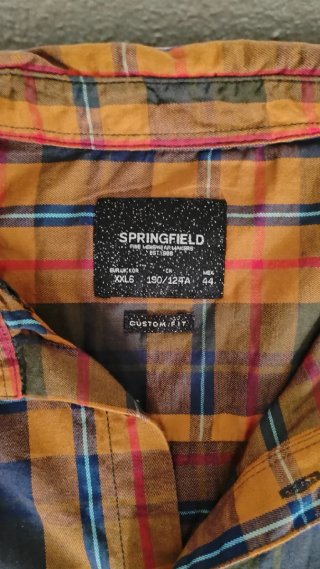 Camisa Springfield Hombre Cuadros Marrón Naranja