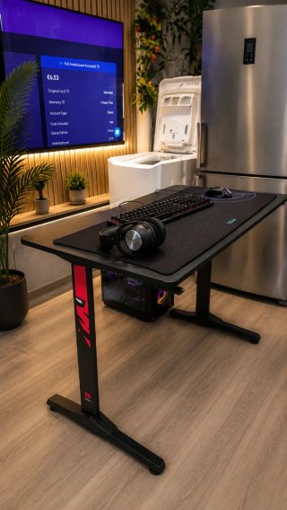 Mesa Gaming Escritorio Negra y Roja