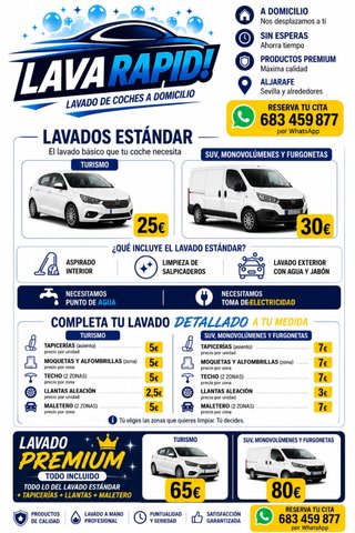Lavados de coches a domicilio!