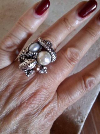 Anello Vintage Perle Argento
