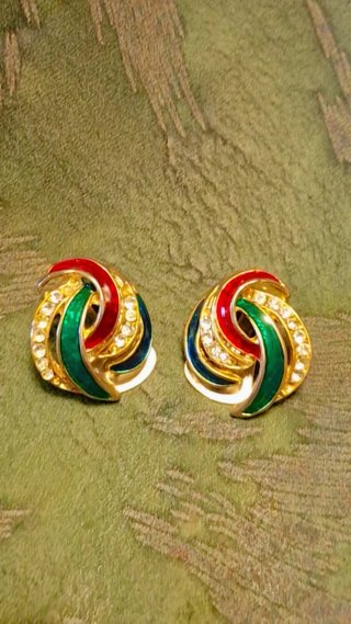 Pendientes Clips Dorados Multicolor