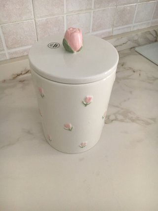 Barattolo ceramica bianca con tulipano