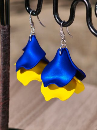 Pendientes Flor Azul y Amarillo