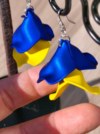 Pendientes Flor Azul y Amarillo