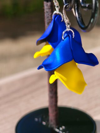 Pendientes Flor Azul y Amarillo