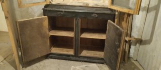 Mueble Antiguo Vitrina Madera y Cristal