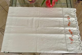 Asciugamano vintage lino ricamo monogramma
