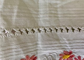 Asciugamano vintage lino ricamo monogramma