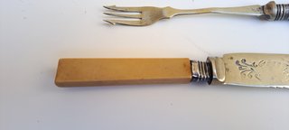 Pala per torta in argento inciso + Forchetta per s