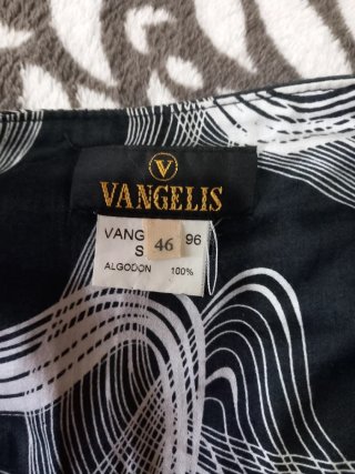 Falda Vangelis negra y blanca estampada
