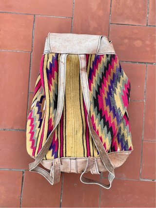 Mochila Kilim Étnica Boho Vintage Cuero