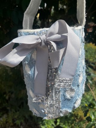 Bolso Wayuu Verano Azul y Plateado hecho a mano45