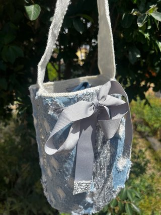 Bolso Wayuu Verano Azul y Plateado hecho a mano45