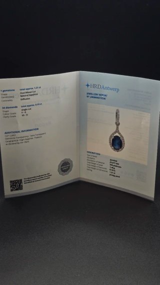 Colgante Platino 950 Zafiro y Diamantes