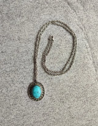 Colgante Camafeo Cadena Plateada Turquesa