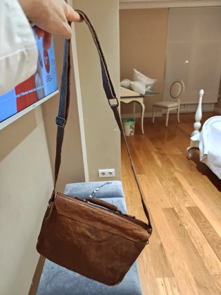Bolso vintage de cuero marrón