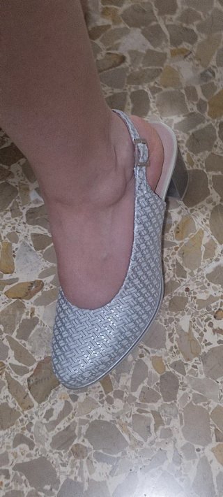Zapatos de fiesta plateados y blancos