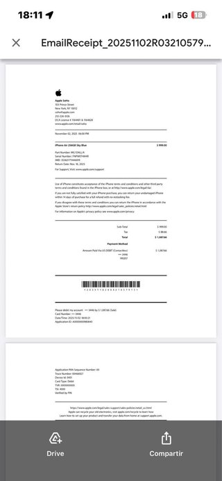 iPhone AIR 256Gb APPLE CARE INCLUIDO