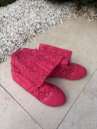 Botines de crochet rosas talla 38 calzan pequeño