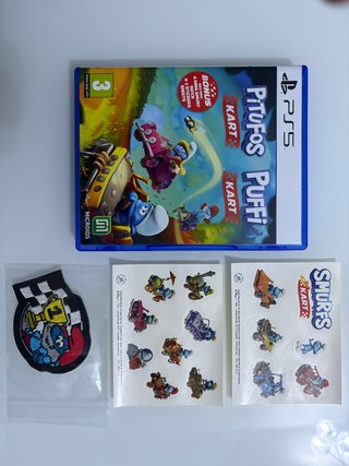 PS5 Puffi Kart + Patch + 2 Fogli Adesivi