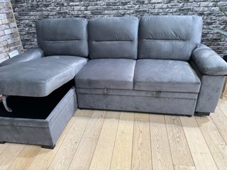 Sofá Cama Chaise Longue Gris con Arcón