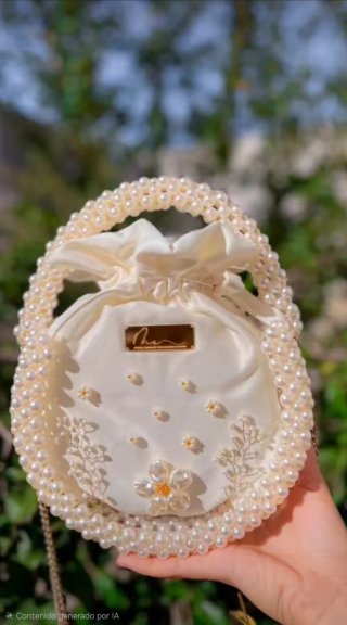 Bolso de fiesta perlas Malek Ben Ahmed Beige