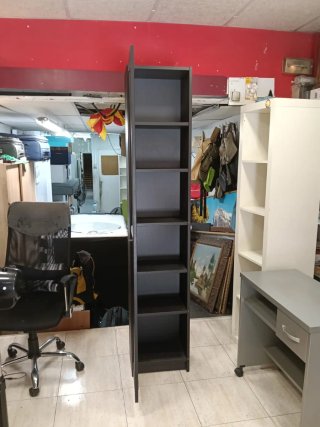 Vitrina Estantería Madera y Cristal Negra