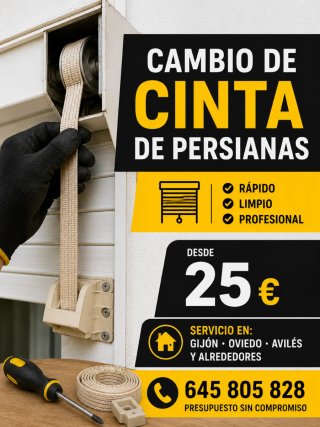 Reparación de persianas | Cambio de cinta o correa